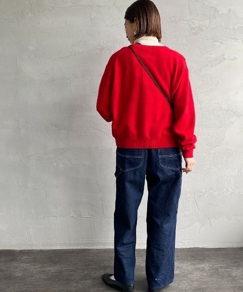 DANTON/ダントン] ワンポイントロゴ クルーネックニットカーディガン