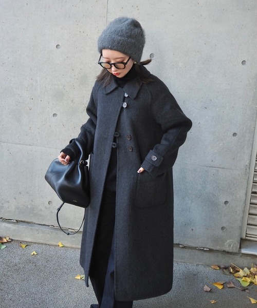soutien collar double button coat /ステンカラーダブルボタンミドル