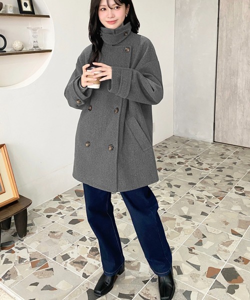 セール】フェイクウールシャギーチェック＆ニットモッサ無地2WAY