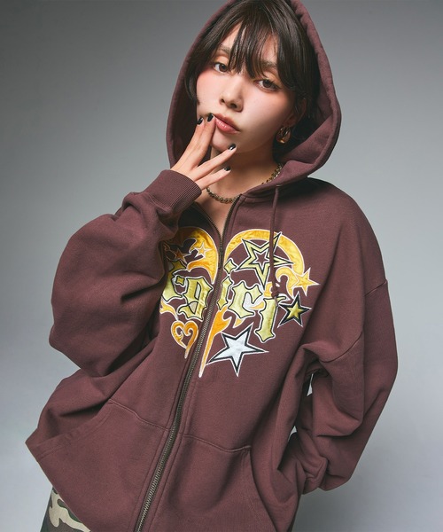 TRIBAL HEART ZIP UP SWEAT HOODIE（パーカー）｜X-girl（エックス