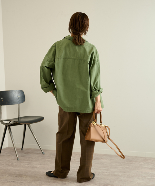 ぬき様 フレームワーク カーキ 長袖シャツ ミリタリーシャツ ゆったり