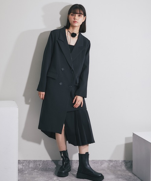 左右非対称テーラードロングジャケット（スーツジャケット）｜SMILE