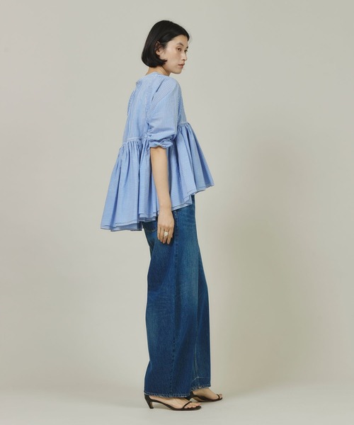 Curensology(カレンソロジー)/ストライプレイヤードギャザーブラウス