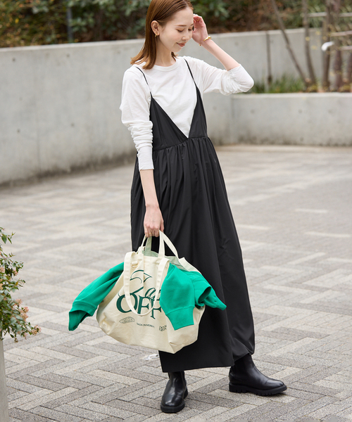 WEB限定/追加3》タフタギャザーキャミワンピース（ワンピース）｜SLOBE