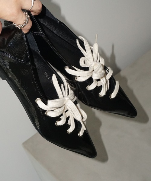 2way レースアップ ポインテッドシューズ chs25a015-ファッション通販