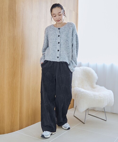 セール】3Dフラワー刺繍 コーデュロイイージーワイドパンツ【インフル