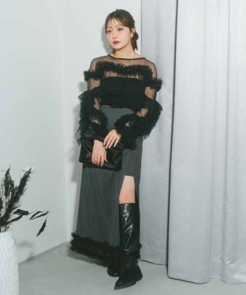 ECREL（エクレール）の「ドットチュールフリルブラウス（シャツ