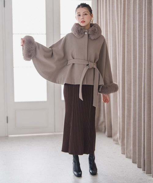 セール】2025秋冬新作 ブローチ付きポンチョコート（ポンチョ）｜MISCH