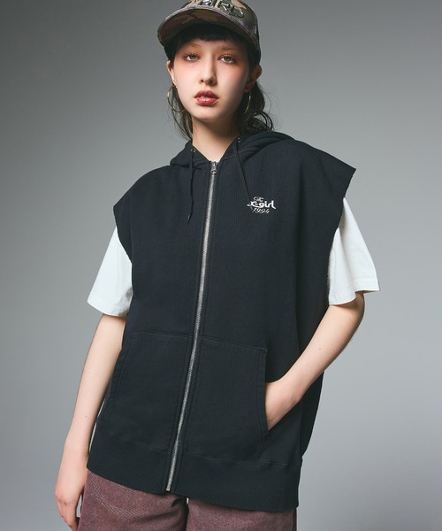 セール】DISTRESSED CIRCLE LOGO ZIP UP SWEAT VEST（ベスト）｜X-girl