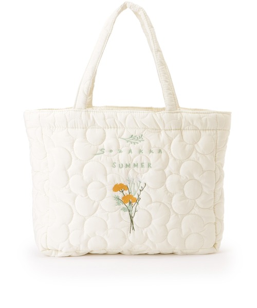 セール】ボタニカル刺繍 フラワー ステッチ ソフト トートバッグ