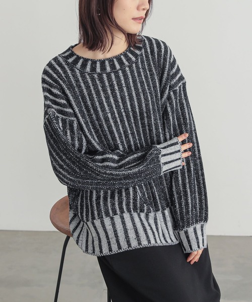 二重臼配色リブ編みニット』（ニット/セーター）｜n'OrLABEL（ノアール