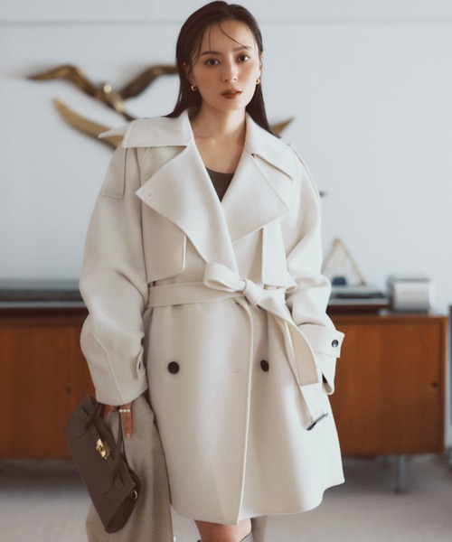 リバーウールミドルトレンチコート（トレンチコート）｜anuans（ア