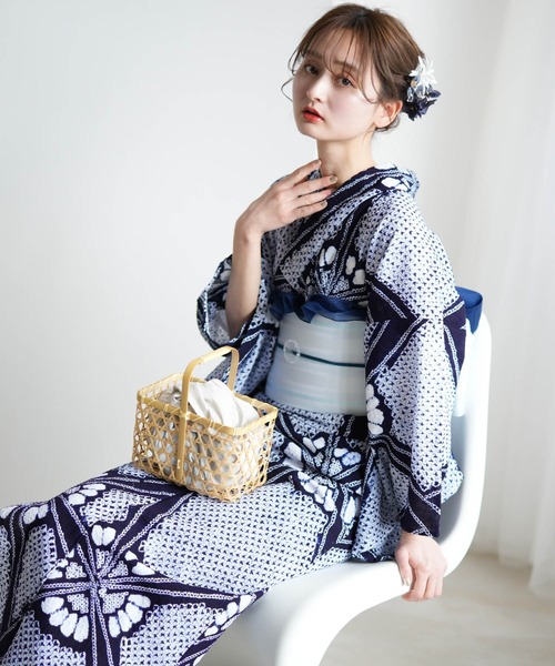 utatane（ウタタネ）の「有松絞り浴衣3点セット utatane 藍色に広がる