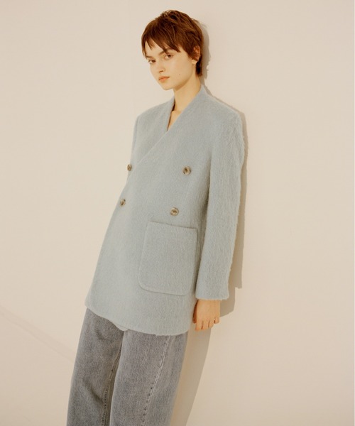 emmi（エミ）の「【emmi atelier】ノーカラーダブルジャケットコート