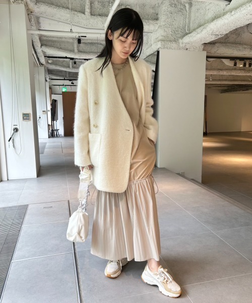 emmi（エミ）の「【emmi atelier】ノーカラーダブルジャケットコート