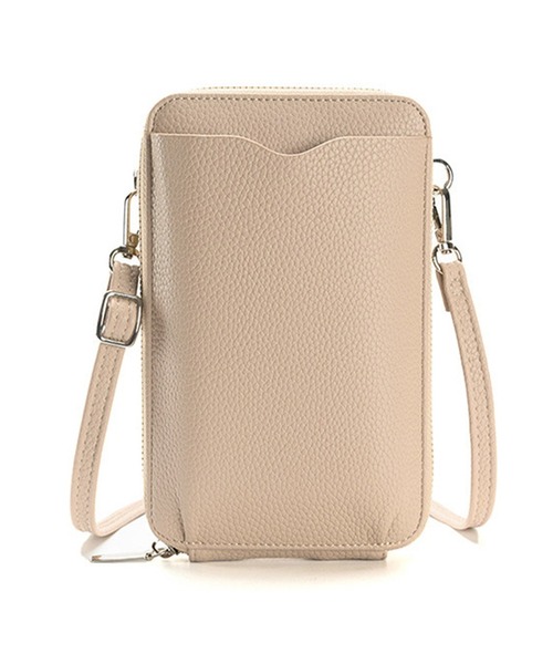 2way/カード入れ付き/合皮スマホポーチショルダーバッグ（ショルダー