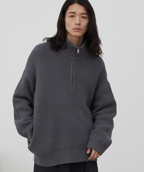 WYM LIDNM（ウィム バイ リドム）の「HALF ZIP AZE KNIT（ニット