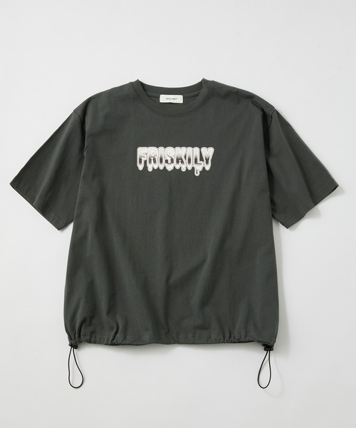 メタリックデザインロゴプリント ドロスト半袖Tシャツ MONO-MART