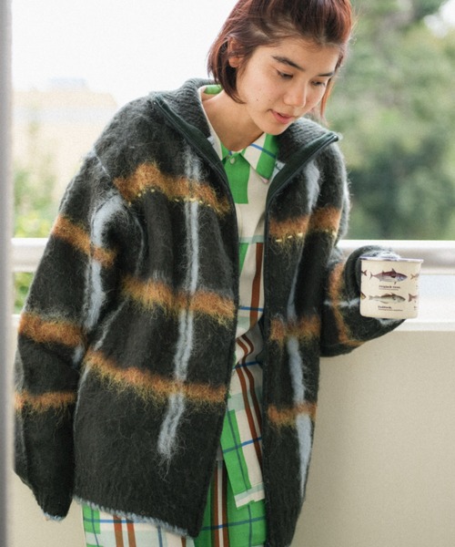 透明な空気のチェックジップニット（ニット/セーター）｜PAMM（パム