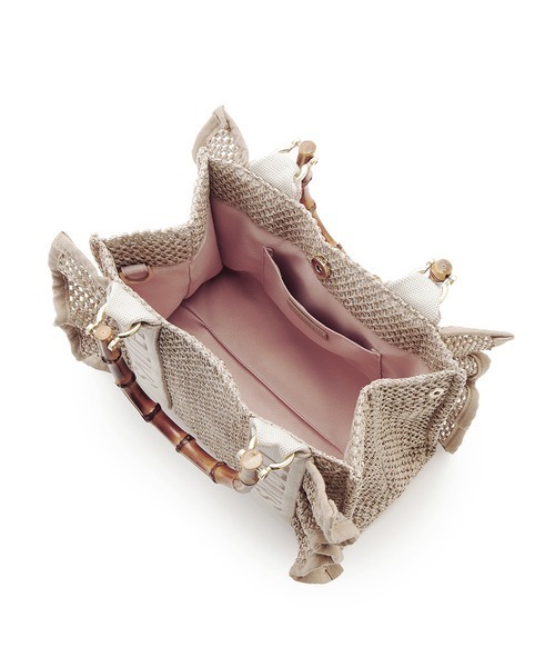 SNIDEL（スナイデル）の「フリルナチュラルロゴバンブーバッグ