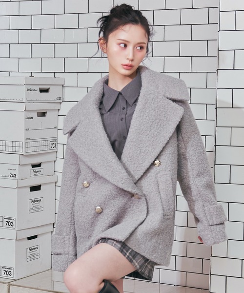 ボアダブルミドルコート（ステンカラーコート）｜REDYAZEL