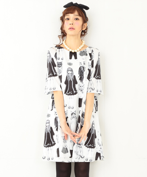 mmts（マミタス）の「ヒグチユウコ×mmts / 猫10匹 総柄 ワンピース
