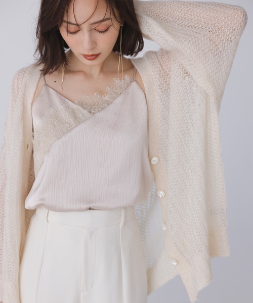 セール】レースポイントサテンキャミソール（キャミソール）｜anuans