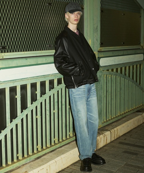 UNISEX》Sheep Leather Melton Combination Stadium Jacket/シープ