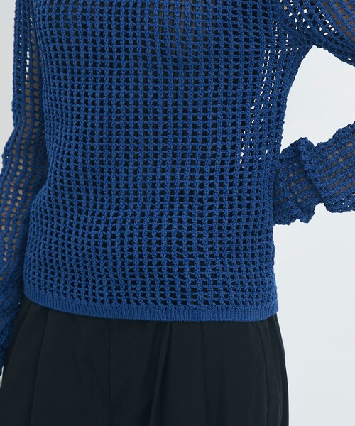 コットンメッシュ クルーネックプルオーバー（ニット/セーター