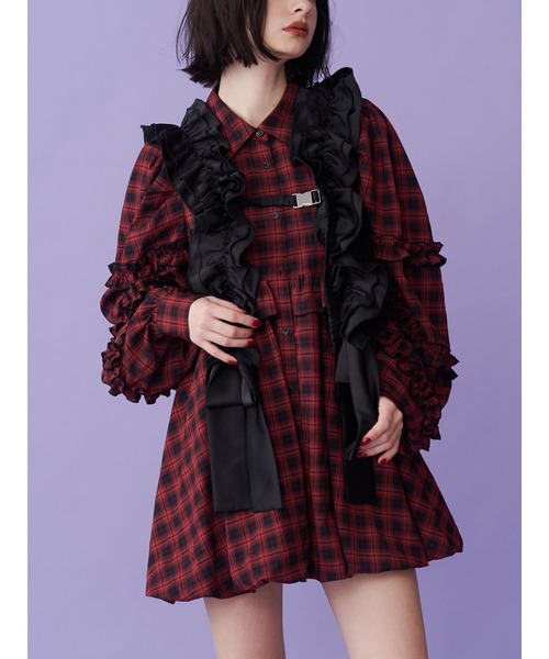 セール】フリルショルダーバルーンミニワンピース（ワンピース