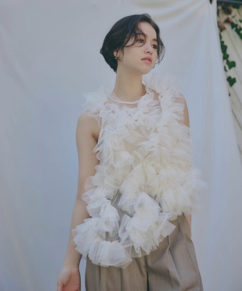 asymmetry tulle tops（シャツ/ブラウス）｜NOTREemor（ノートルエモア