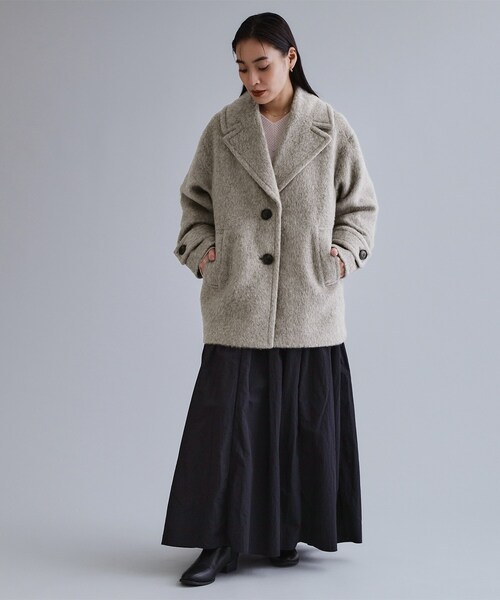 セール】【es】《Mapel／マペル》シャギーミドルコート（チェスター