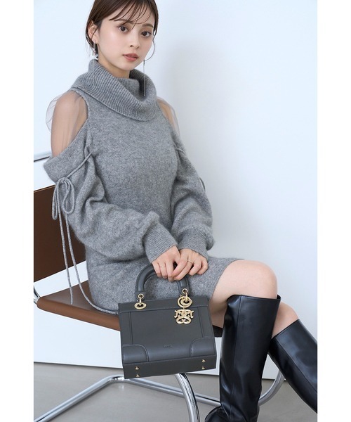 SNIDEL（スナイデル）の「シースルーショルダーミニニットワンピース