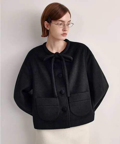 リボンタイ ショートウールコート FQ24W101【Fano Studios