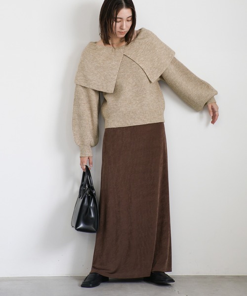 セール】アルパカタッチビッグケープニット（ニット/セーター