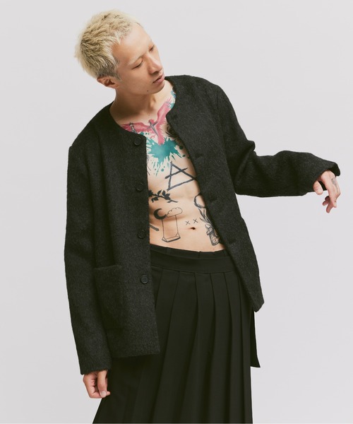 FEKETE（フェケテ）の「NO COLLAR WOOL SHAGGY JACKET / ノーカラー