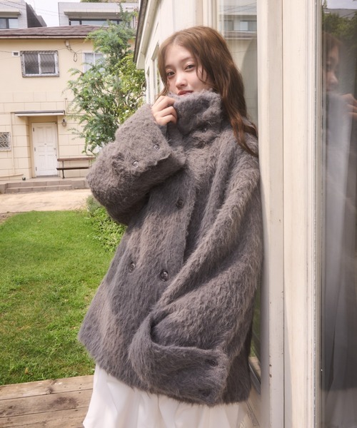 3wayスタンドカラーシャギーコート（チェスターコート）｜mellowneon