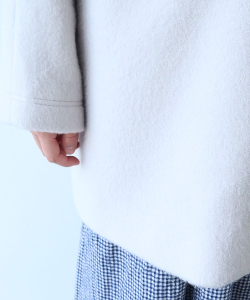 セール】モへヤ/カシミヤ シャギー Aラインコート（ステンカラーコート