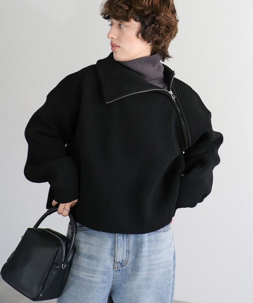 セール】アシメジップニットトップス（ニット/セーター）｜select MOCA