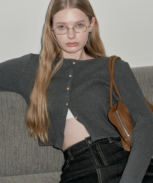 GIUNON（ジウノン）の「long sleeve rib cardigan / ロングスリーブ