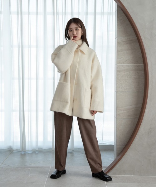 Amiur（エミレ）の「shaggy midi outer（ステンカラーコート）」 - WEAR