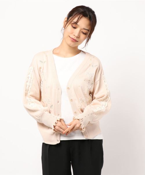 axes femme（アクシーズファム）の「ミモザ刺繍ニットカーディガン
