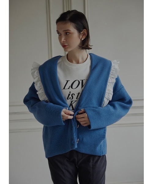 COEL（コエル）の「ビッグカラーフリルカーディガン（カーディガン