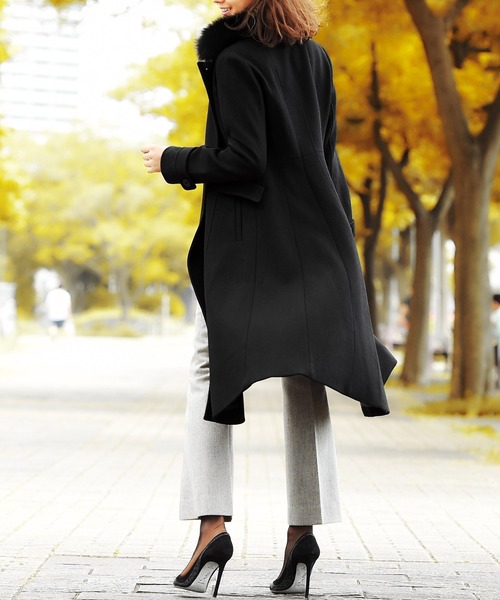 セール】フォックスファーWブレストロングウールコート ｜ レディース