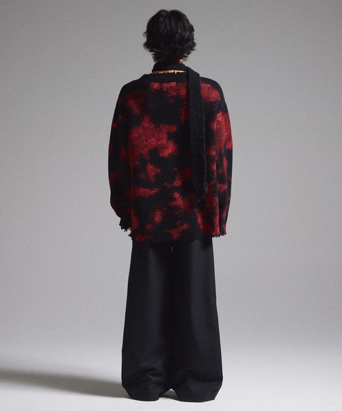 GRANCY】Spray Damaged V-neck Wool Knit / スプレーダメージVネック