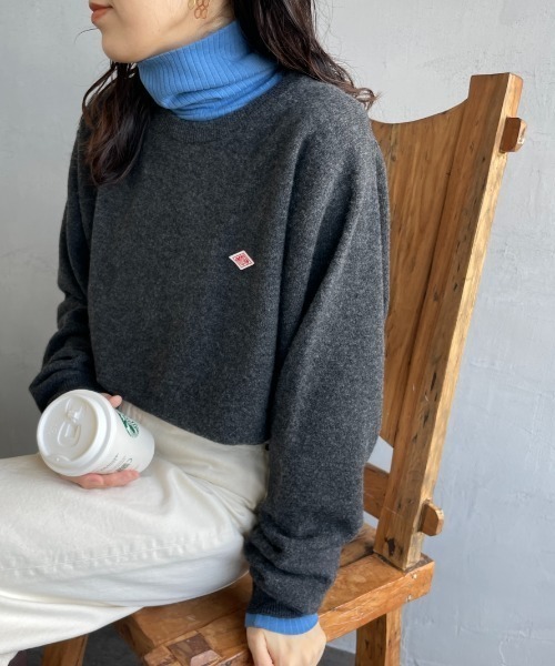 DANTON/ダントン] ワンポイントロゴ クルーネックプルオーバーニット