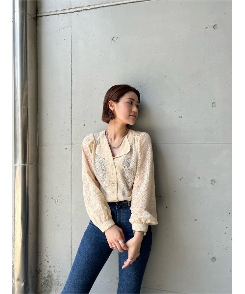 MOUSSY（マウジー）の「PUFF SHOULDER LACE ブラウス（シャツ/ブラウス