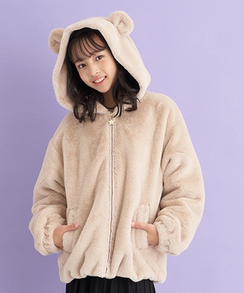 mezzo piano Junior（メゾピアノジュニア）の「耳付きファーブルゾン