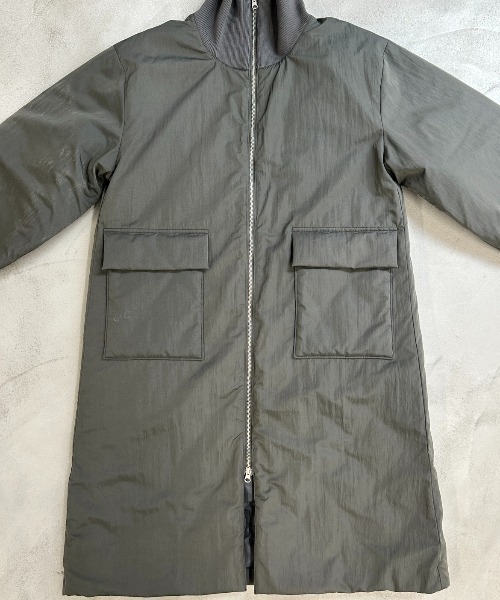 セール】撥水加工リブカラー中綿ロングコート（ダウンジャケット