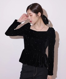 Rirandture（リランドチュール）の「ベロア刺繍ペプラムブラウス